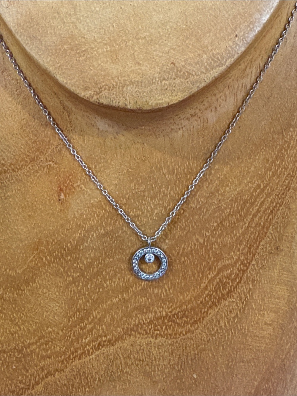 Sterling Silver Circle Pendant Necklace with White Sapphires. Hespera Nordstroms